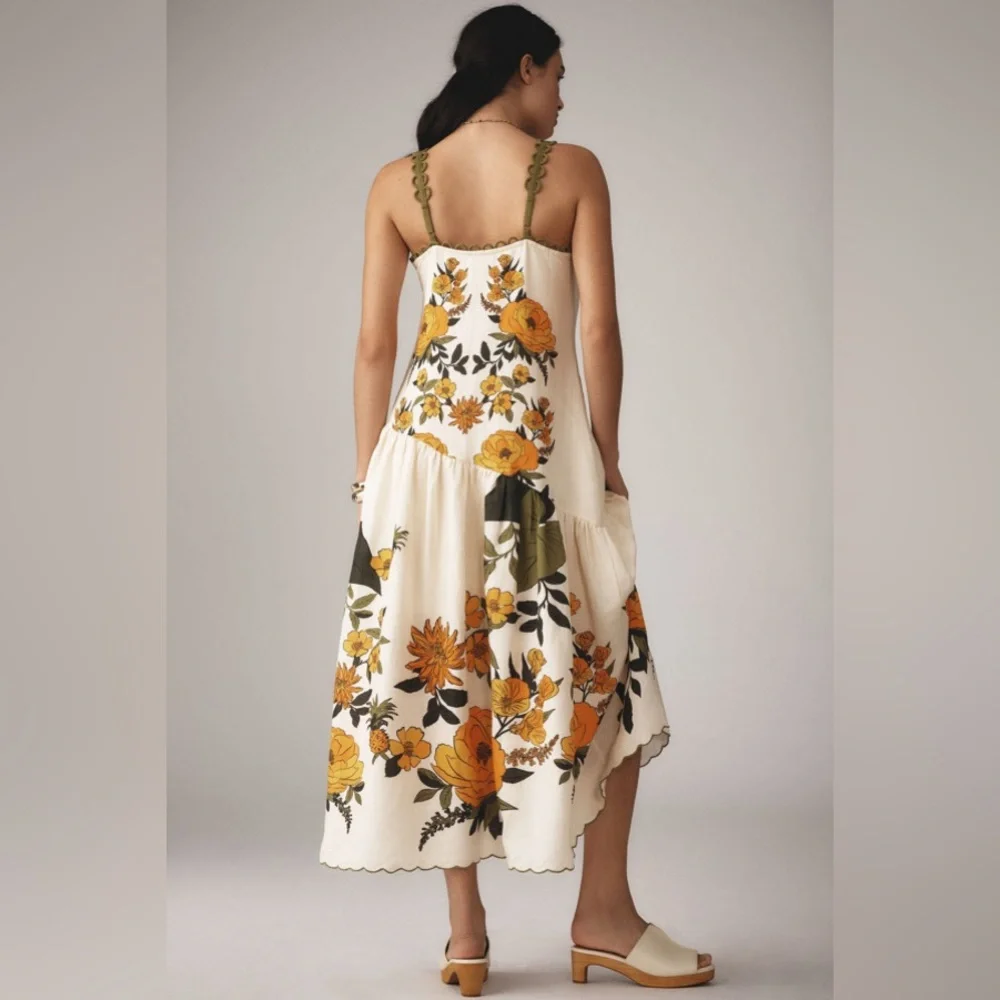 Farm Rio Anthropologie Sleeveless V-Neck A-Line Maxi XS - Picture 2 of 6